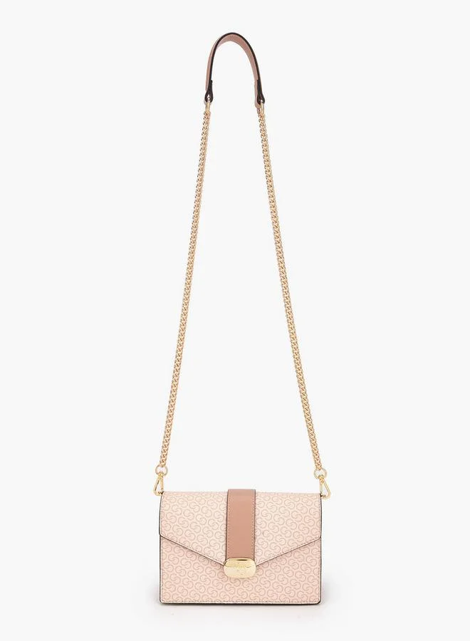 Celeste Monogram Print Crossbody Bag with Chain Strap